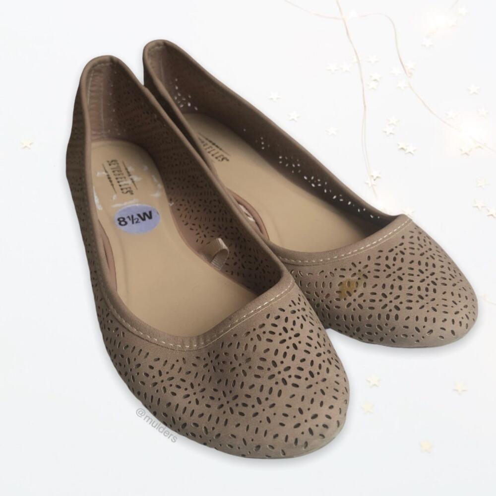 Seychelles Womens Peggy Perforated Tan Ballet Flats Shoes Size 8.5W